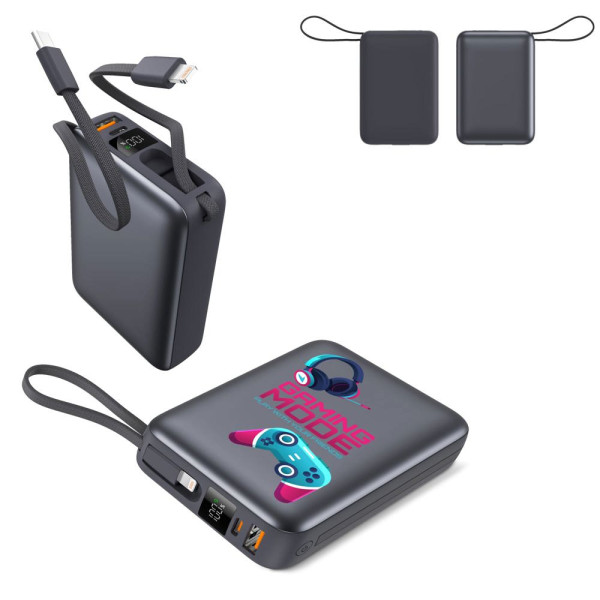 Nova Powerbank 22.5W Power Delivery met ingebouwde kabels 20000 mAh